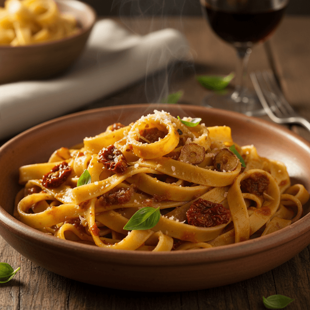 Hand-made tagliatelle with sauce