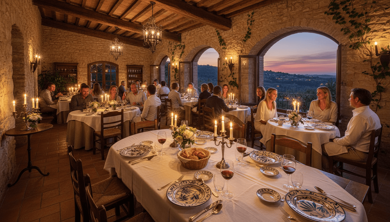 Reserved table set for dinner with Mediterranean dishes