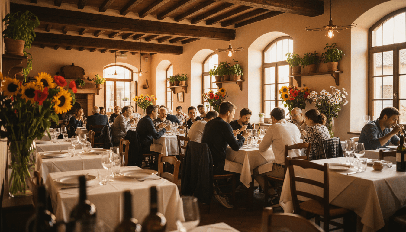 Warmly lit table with Mediterranean dishes ready for guests at a cozy Los Angeles restaurant